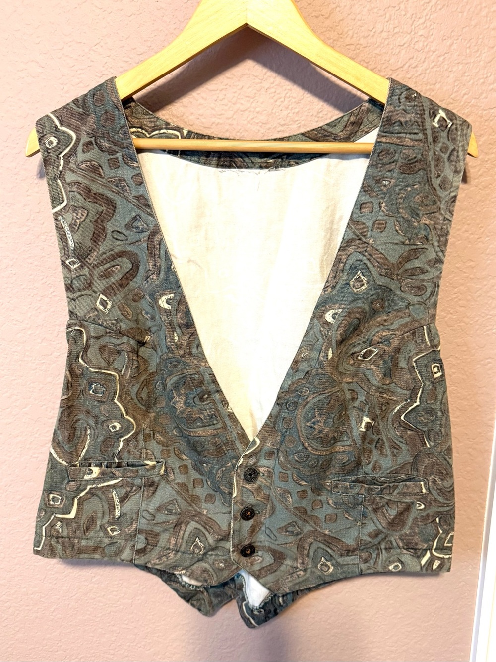 Vintage Sleeveless Patterned V-Neck Vest
